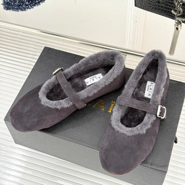 Alaia 25WF Mary Jane charcoal grey suede wool 472222
