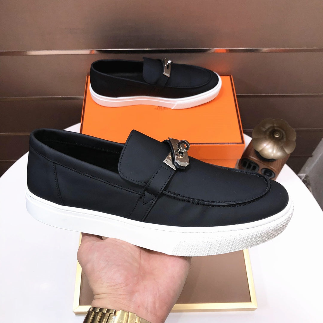 HM Men's Game Slip-on Loafer Black Cowhide 473158