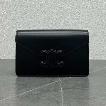Celine 2026 Wallet On Strap Bag 19.5 Black Shiny Calfskin 281888