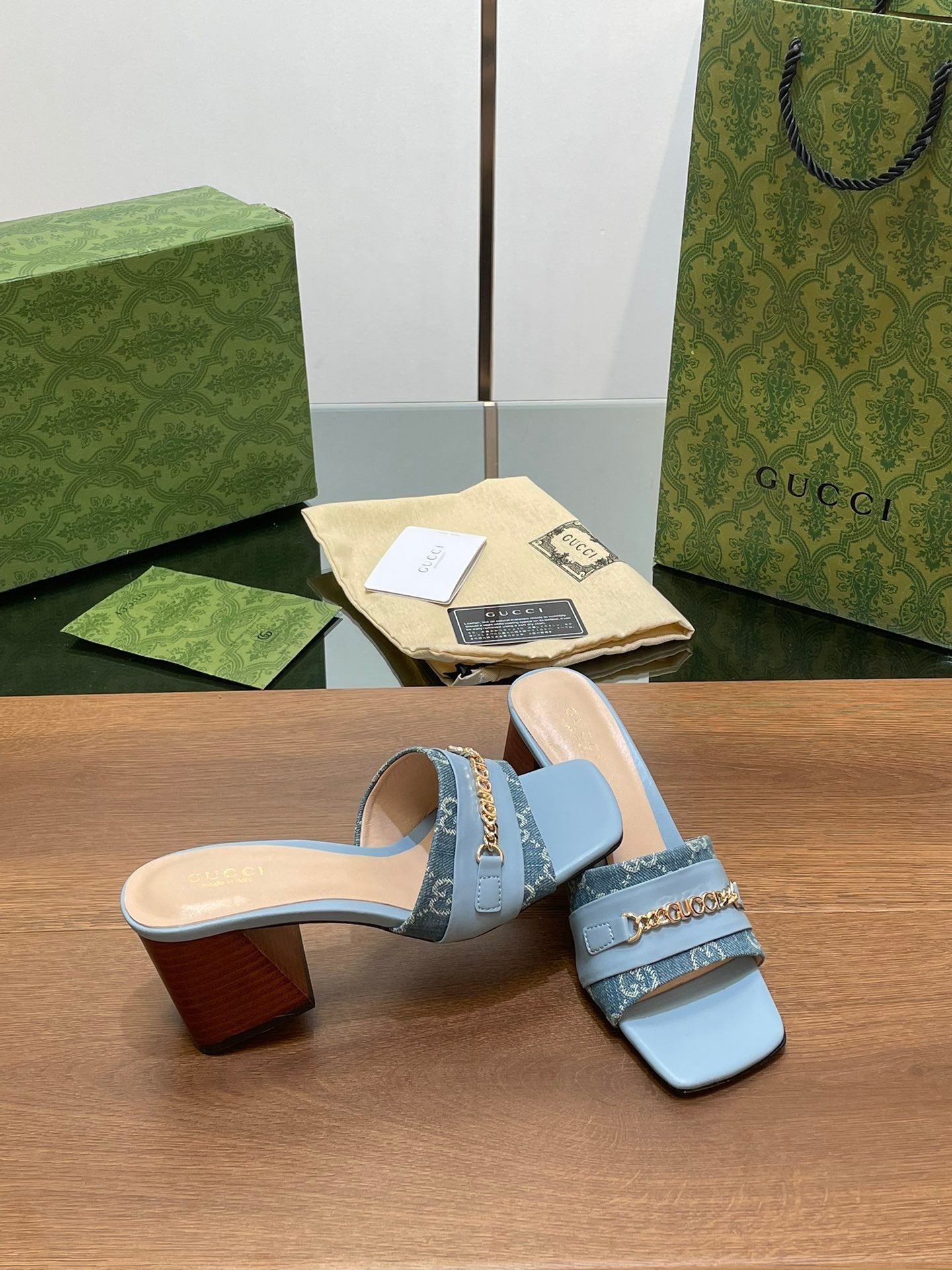GG SIGNORIA SLIDE SANDAL SKY DENIM