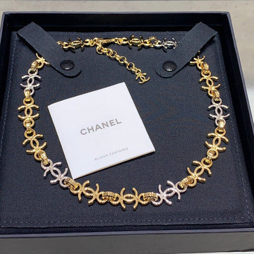Chanel 2026 Gold and Silver Two-Tone Chain Double C Small Necklace Choker