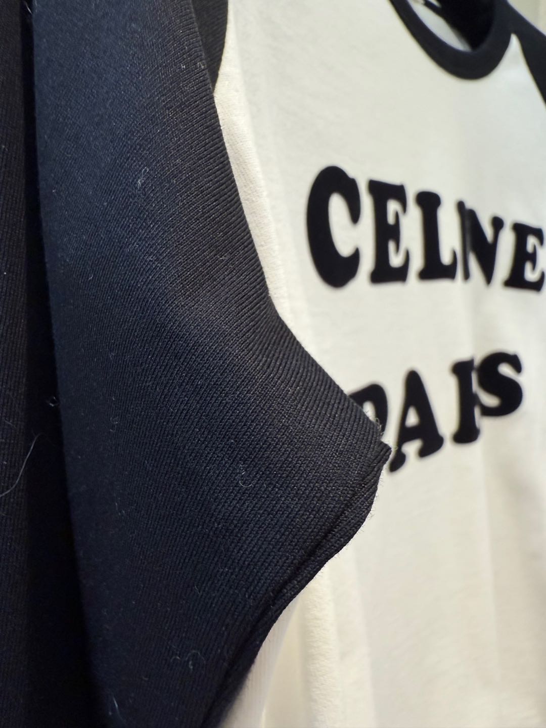 Celine 25 CELINE PARIS Long-sleeve T-shirt White mix Black Cotton