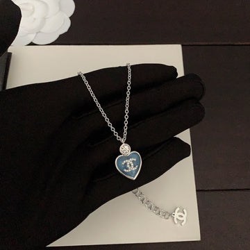 CC Vintage Heart Blue Sliver Necklaces