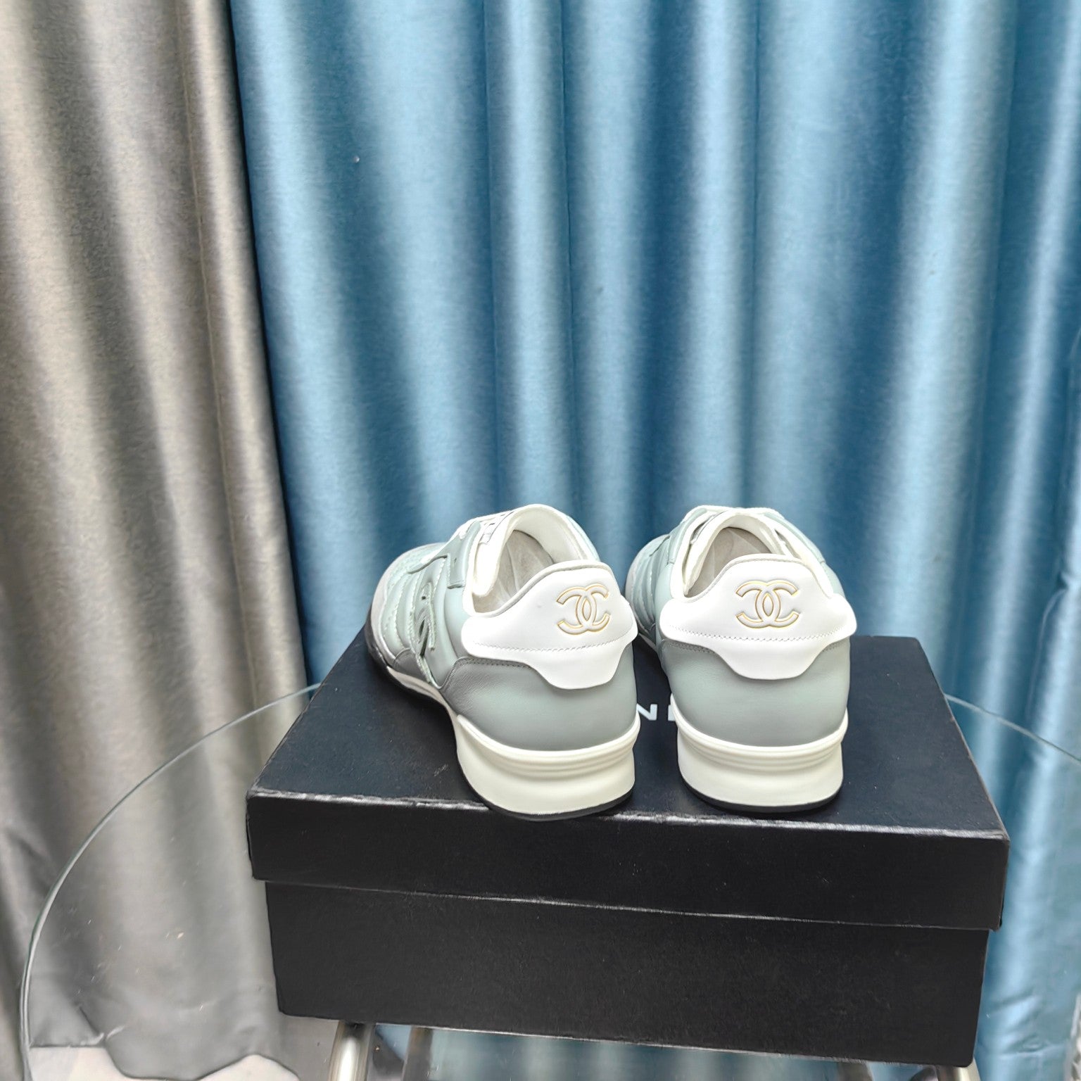 CC Sneaker Grey Quilted Cowhide And Suede
