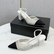 Chanel 2026 Embellished Mesh Slingback 50mm Sheepskin Satin 904533