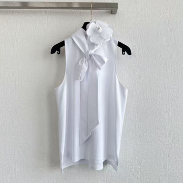 Chanel 2026 Bow Floral Vest White Cotton