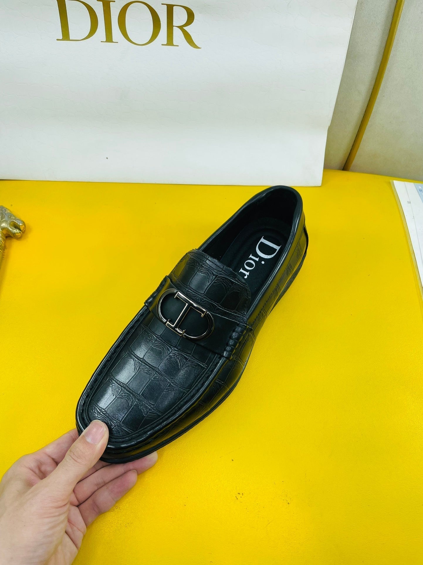 CD SYMBOL GRANVILLE LOAFER BLACK EMBOSSED CALFSKIN