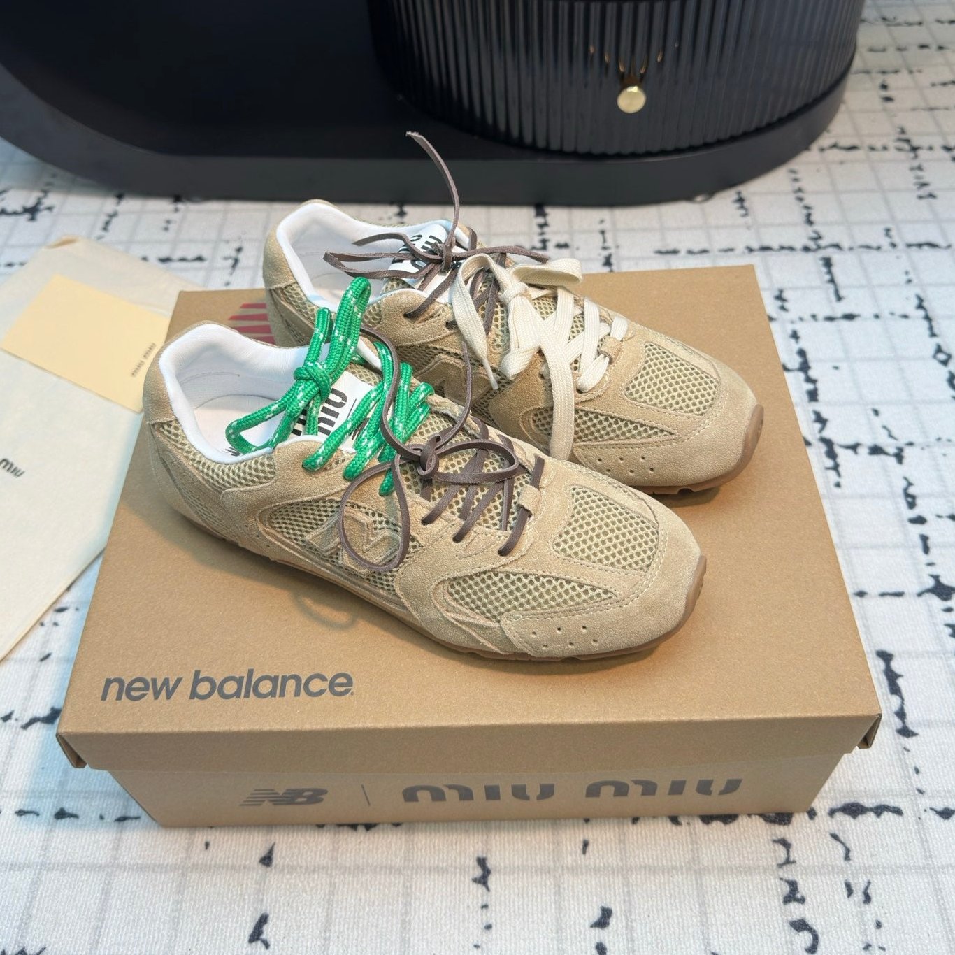 Miu Balance 530 SL Sneakers Light Brown Suede