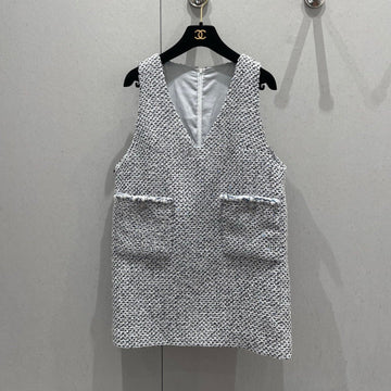 CC 25 Tweed Dress Gray Blue Woven Fabric