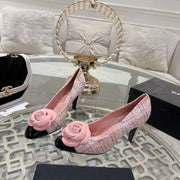 CC 26s High Heels Pump 85 Pink Black Wool Fabric 627017