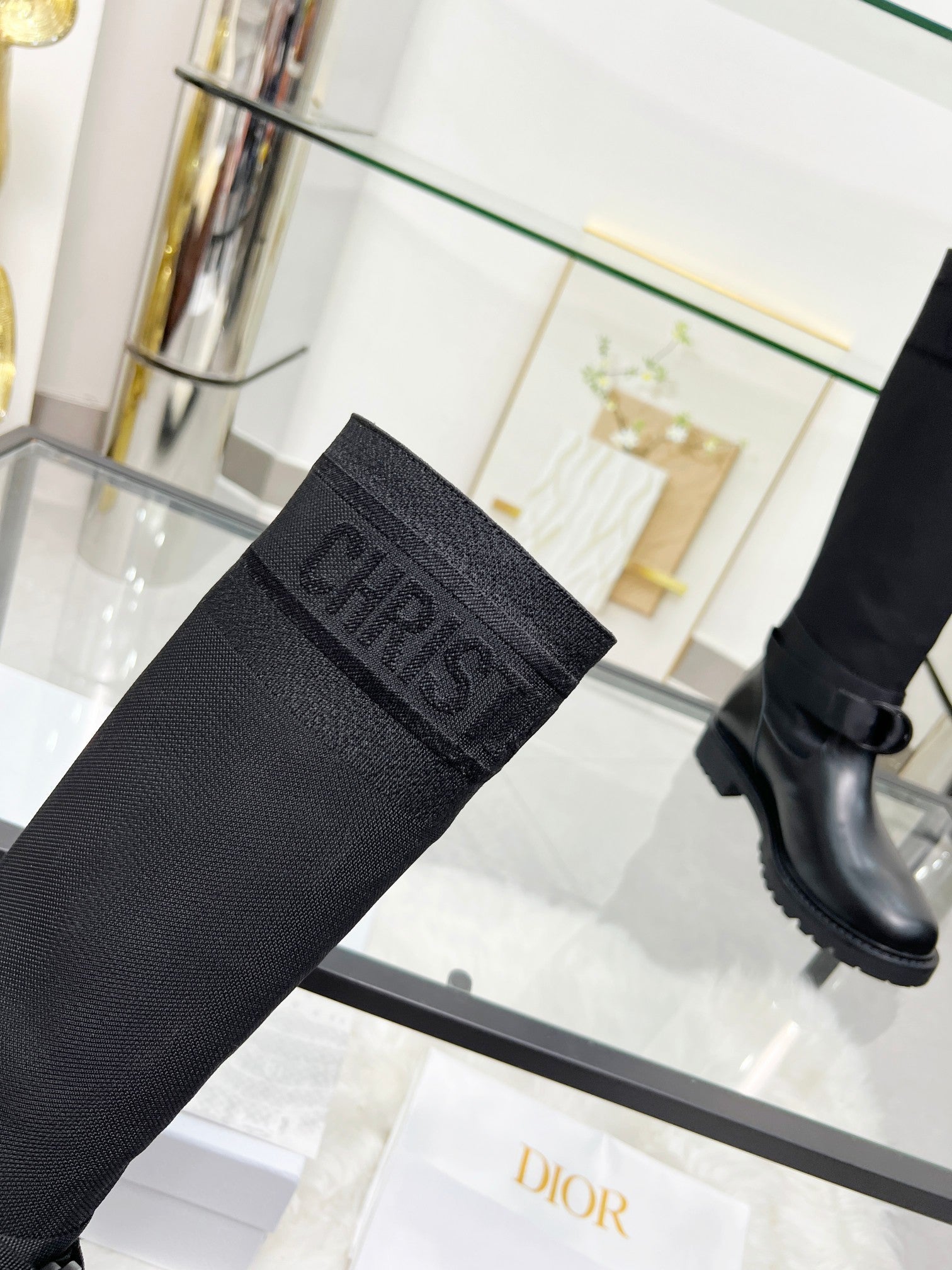 D-Major Boot In Black Stretch Wool And Lambskin 107721