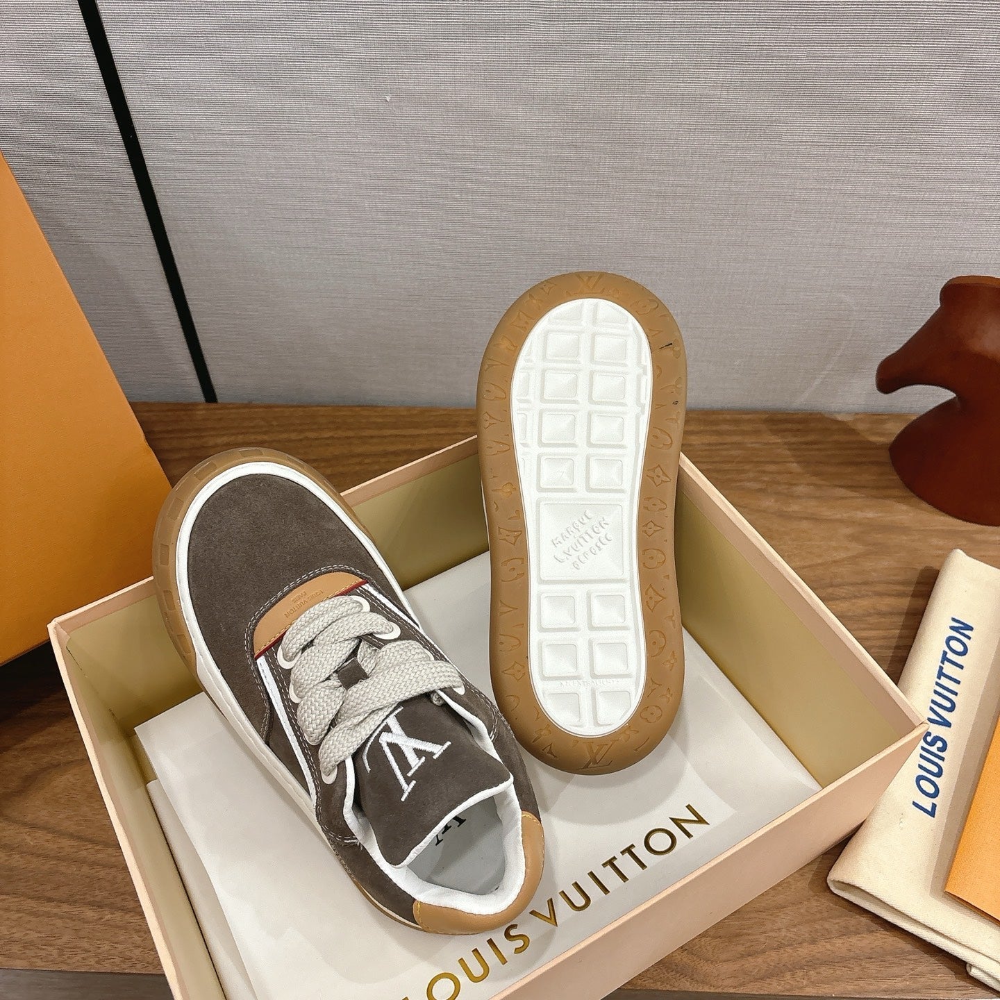 LV 2026 Tilted Sneaker Brown Suede Leather 594931