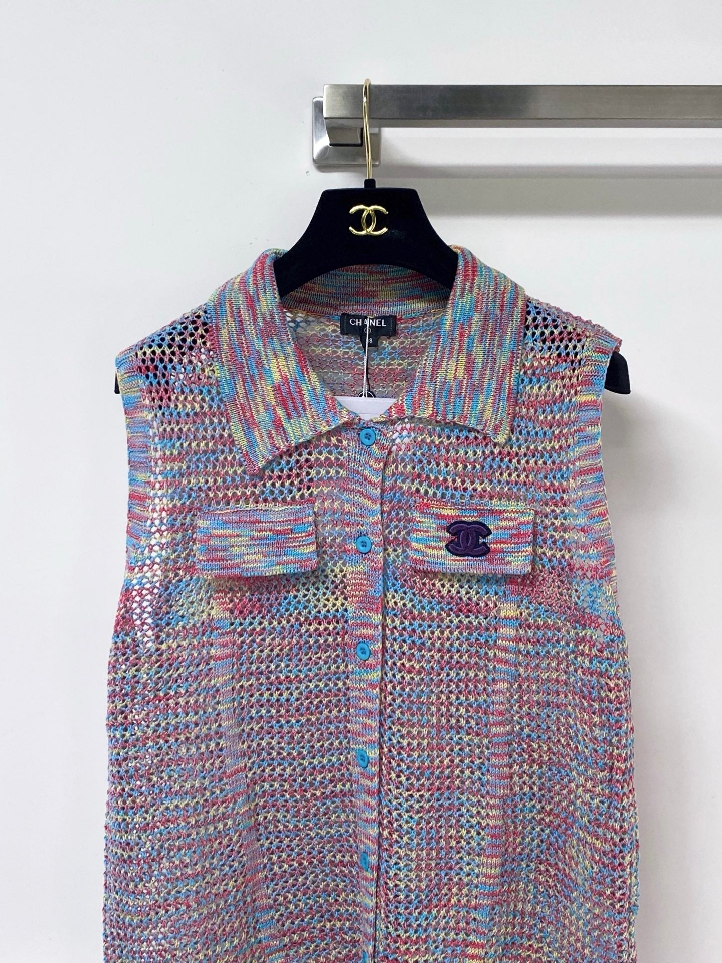 Chanel 2026 Knit Vest Polo Purple Laine Wool 442988
