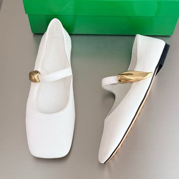 Bottega Veneta 2026 Ballet Flat White Gold Lambskin 743752
