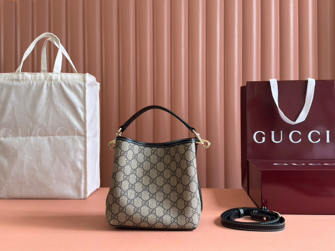 Gucci Ophidia 20.5cm Bag Ebony Black Canvas 248560