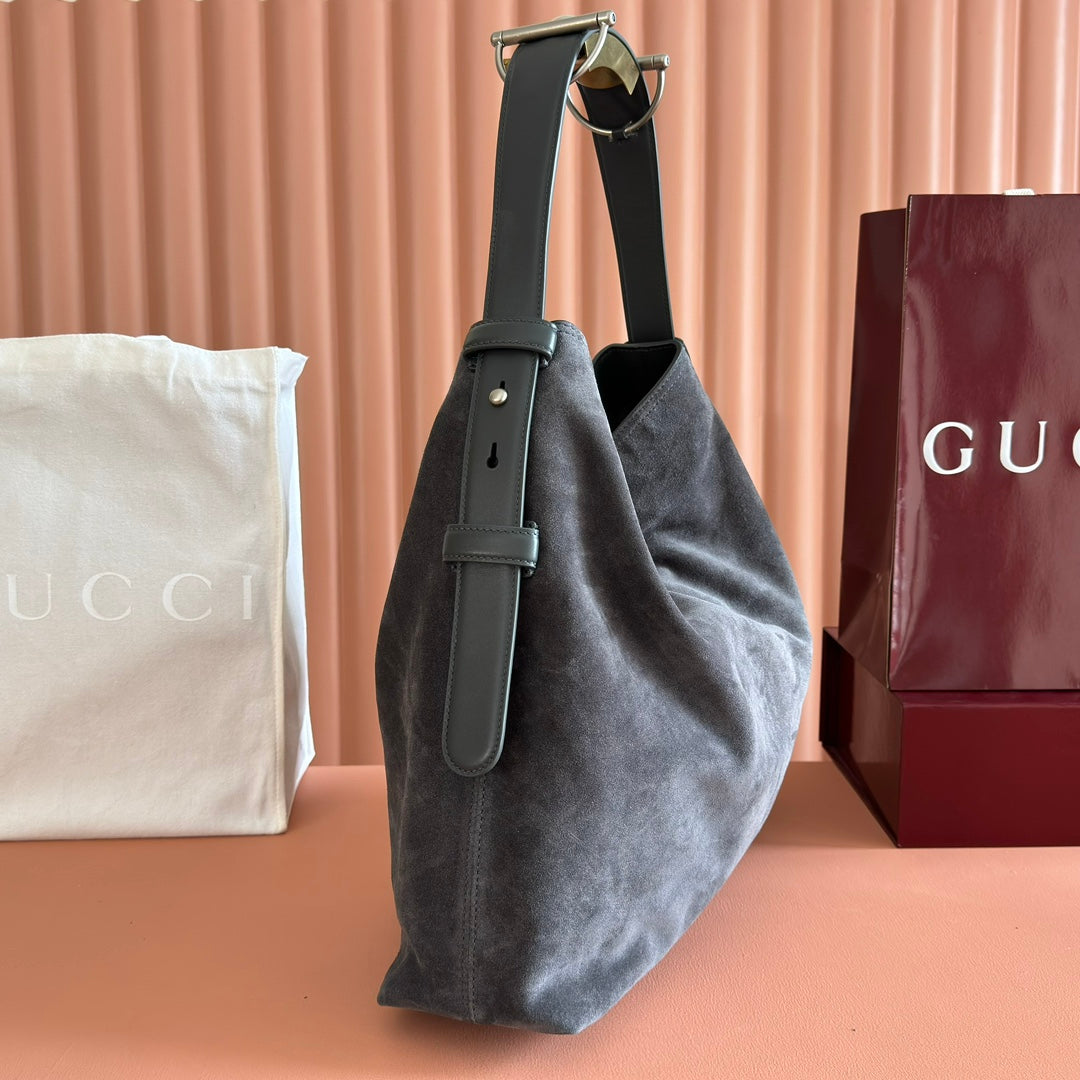 Gucci Beatrix Handbag 40 Dark Gray Suede 271934