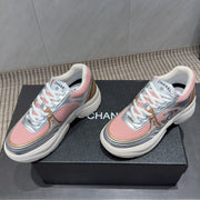 Chanel 25 Sneaker White Pink Silver Mesh Leather 540311