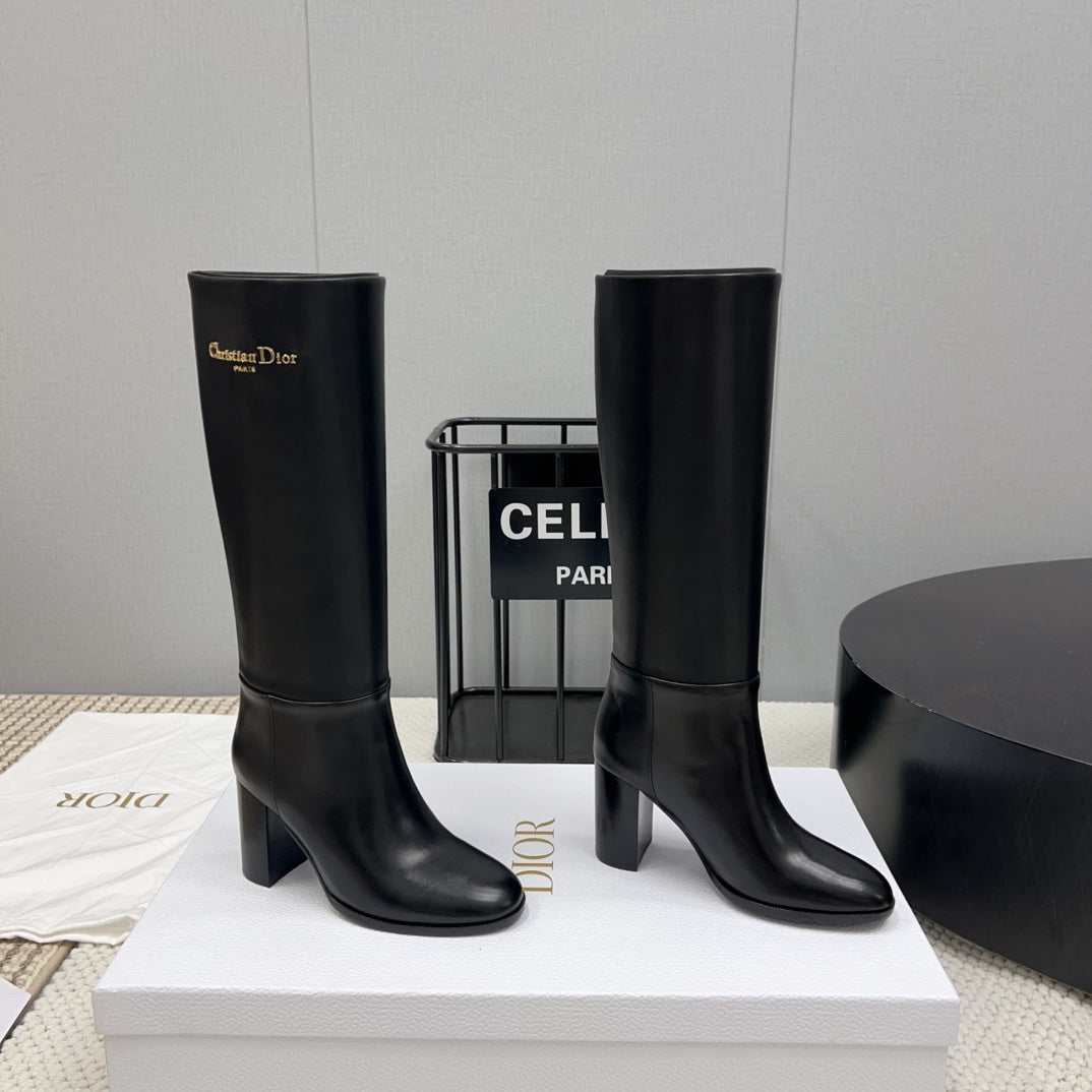 D-Town Heeled Boot 80mm In Black Cowhide 994868