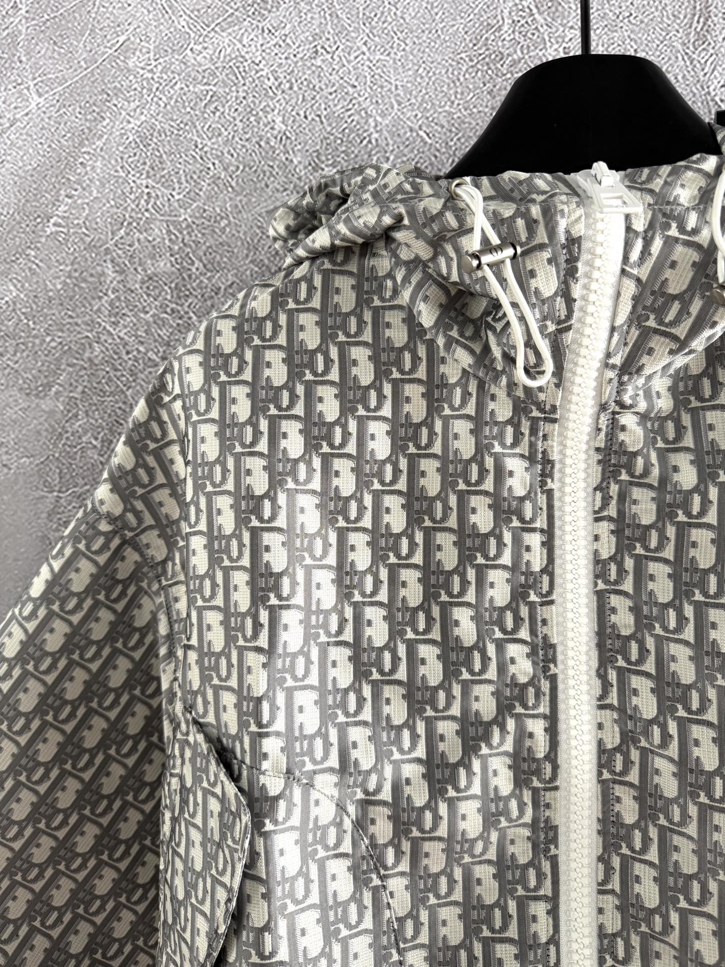 CD Monogram Jacket Gray mix Beige Polyester
