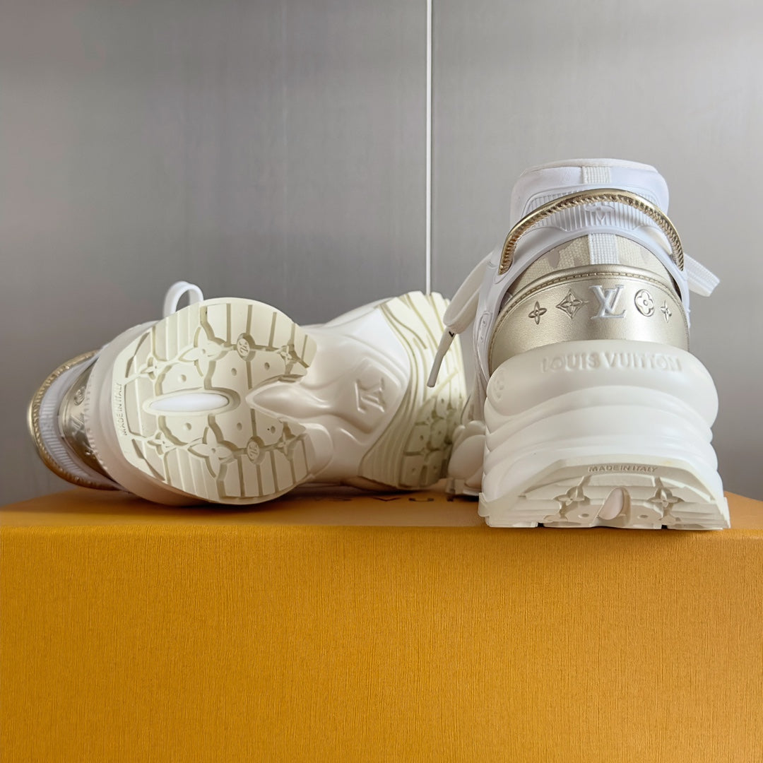 LV Run 55 Sneaker 55mm Light Beige Mix White Monogram Jacquard Fabric