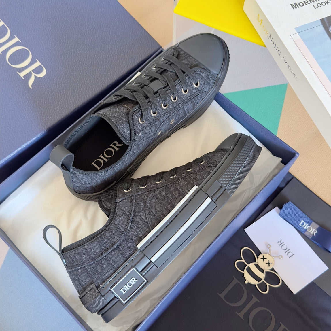 CD B23 Low-Top Sneaker 35mm Black Oblique Jacquard Fabric