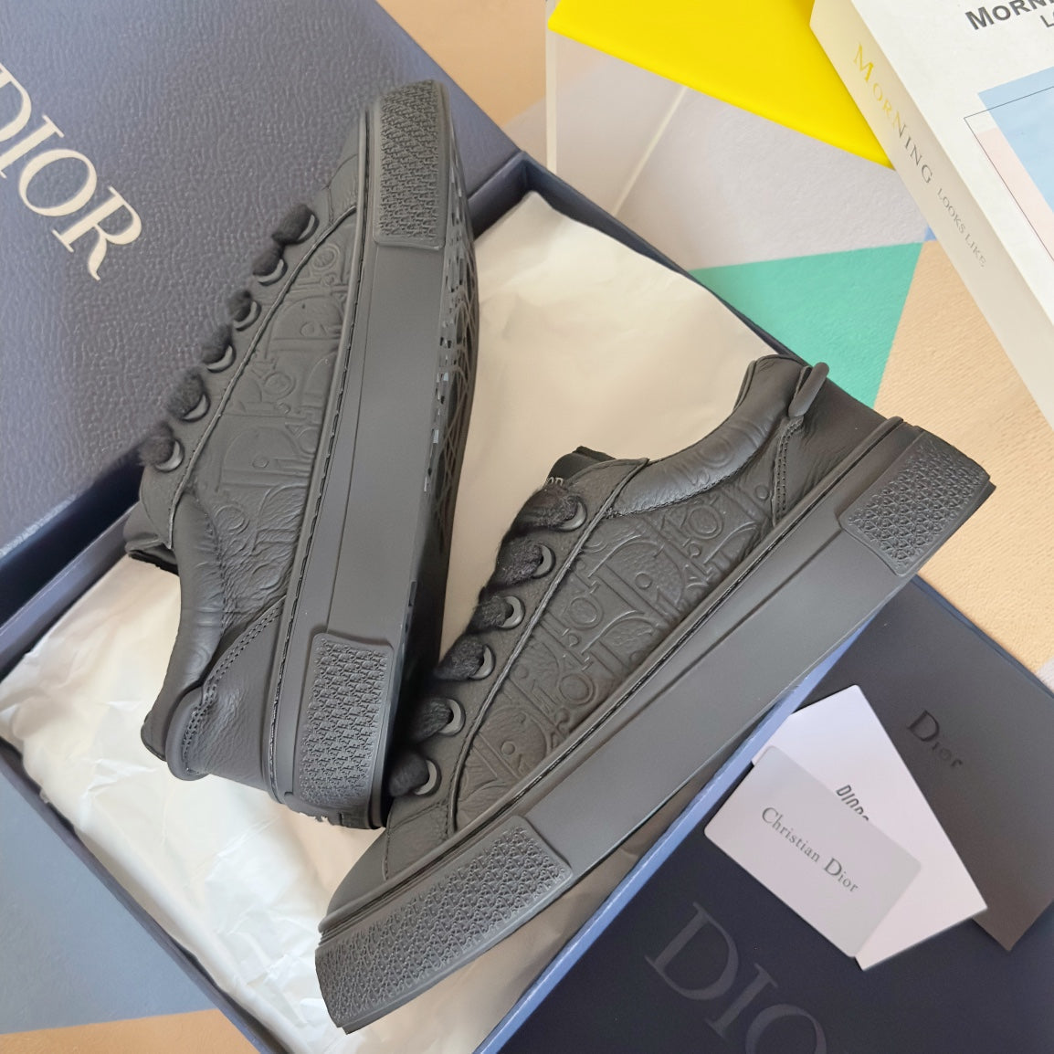 CD B33 Sneaker 40mm Black Monogram Cowhide