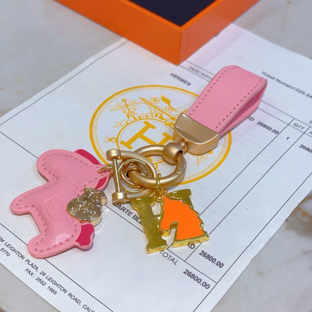 HM Rodeo Pegase Bag Charm Pink Lambskin