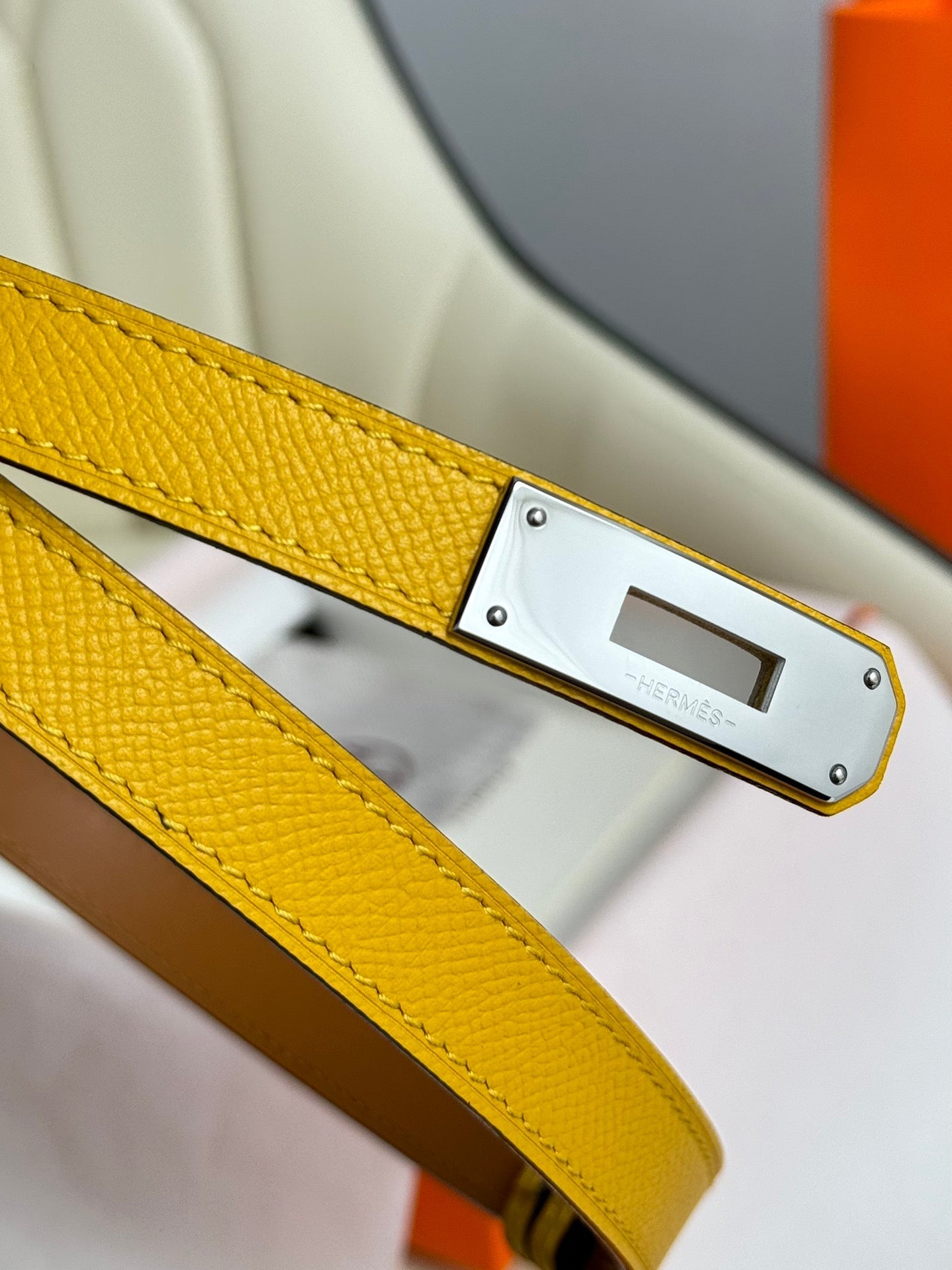 HM Kelly Belt 18mm Dark Yellow Epsom Leather