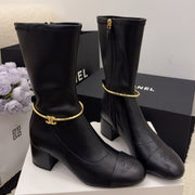 CC 26 Short Boot With Gold-tone Ankle Chain Black Lambskin 588819