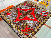 LV Double Sided Scarf 90 Brown Red Mulberry Silk 168820