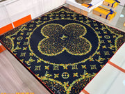 LV Double Sided Scarf 90 Black Yellow Mulberry Silk 168828