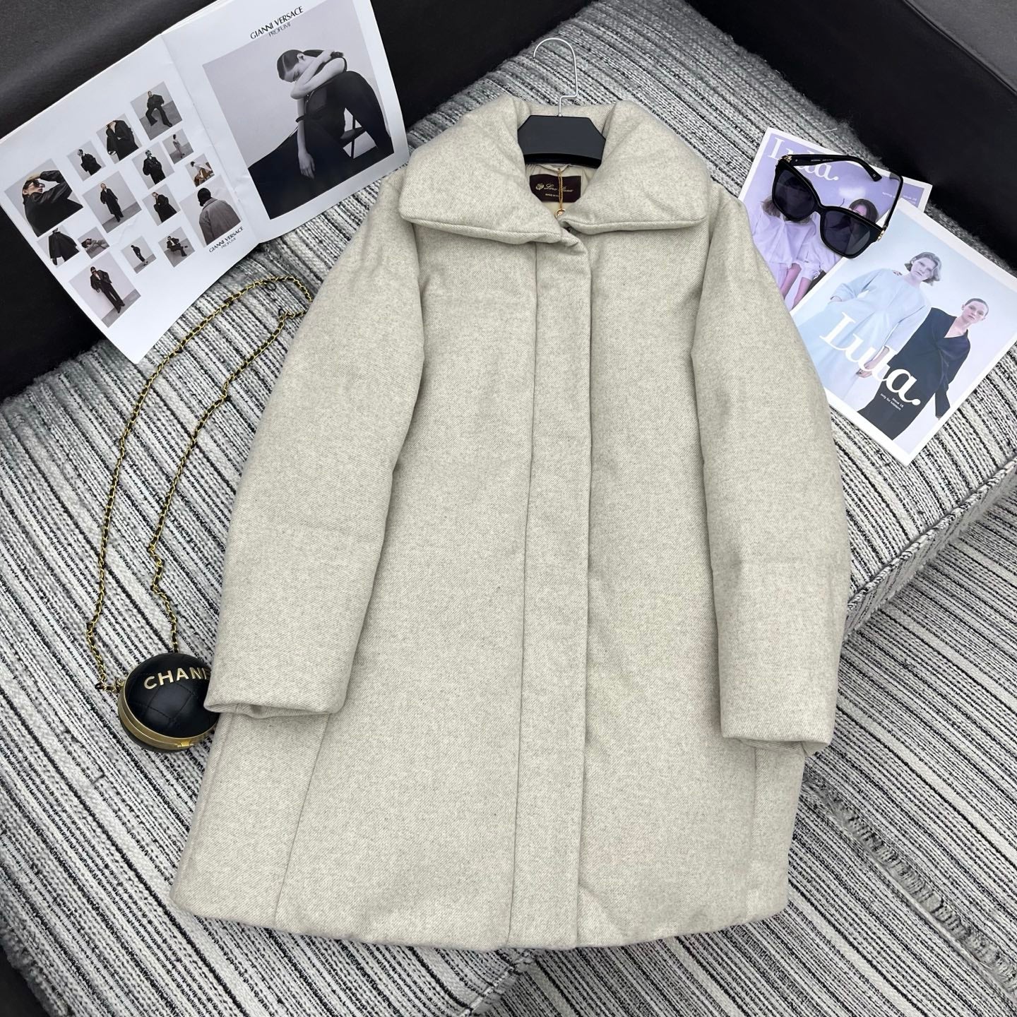 LP 25 Mid-Length Jacket Ivory Wool Fabric Down 308184