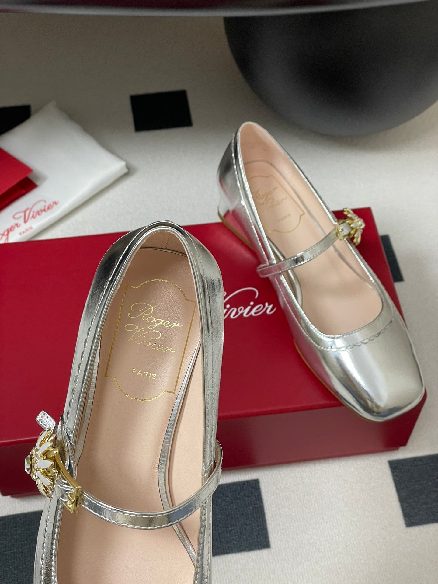 Viv 25 Mary Jane 2.5cm Silver Patent Calf Leather 247888