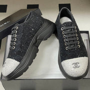 CC 26 Platform Sneaker Black Sequin-embellished Leather 593347