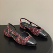CC 26s Slingback Dark Red Black Tweed Sheepskin 649424