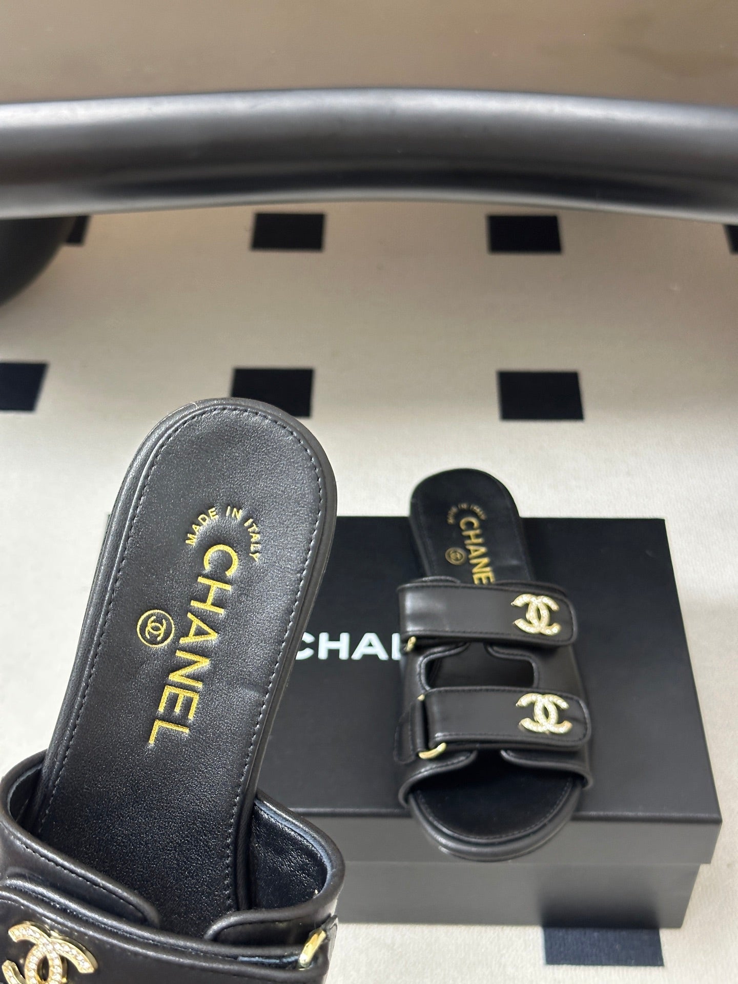 Chanel 2026 Crystal Logo Flat Sandal Sheepskin 229731