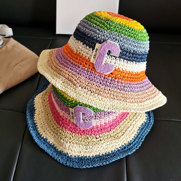 Celine Rainbow Straw Bucket Hat 322145