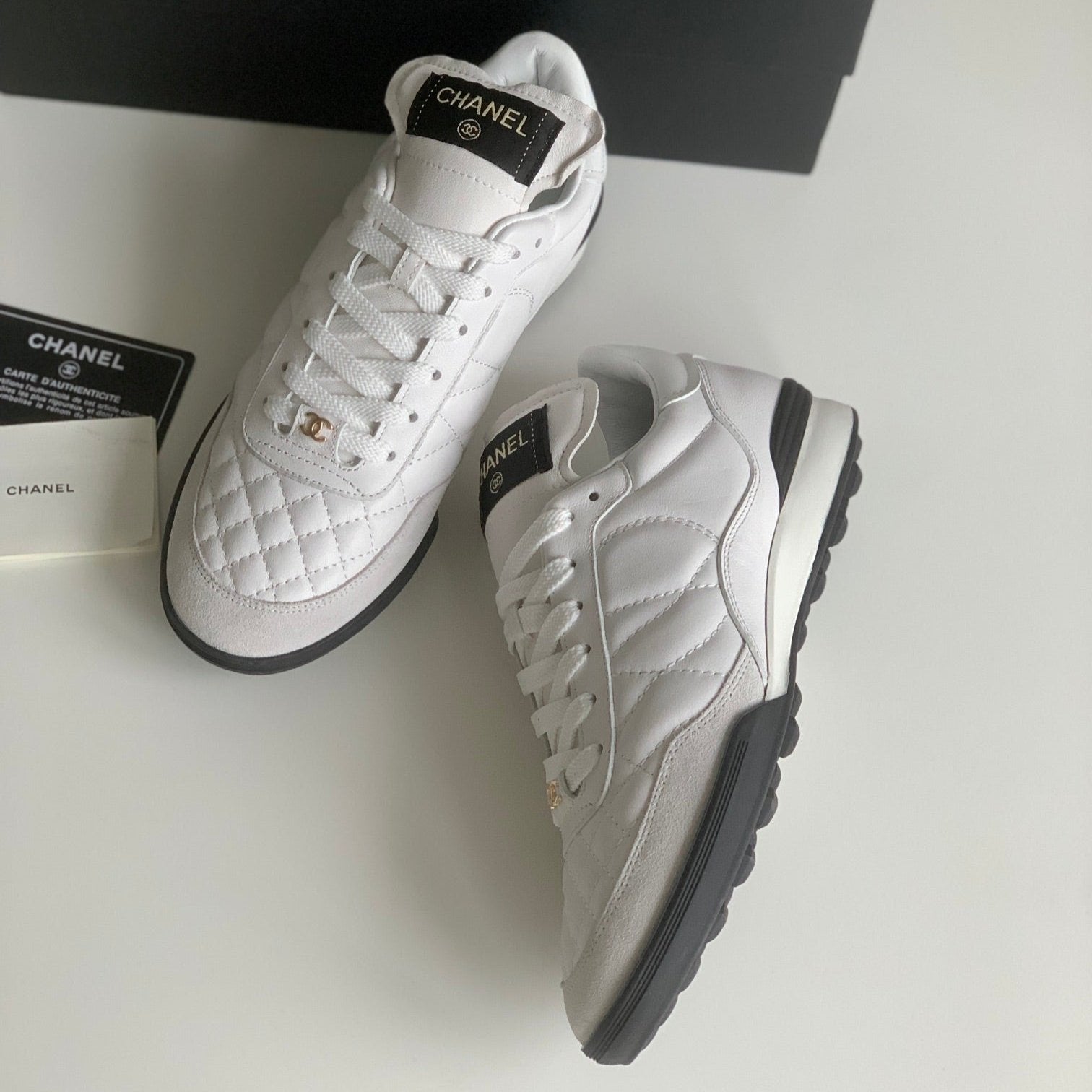 CC Sneaker In White Lambskin Quilted 143556