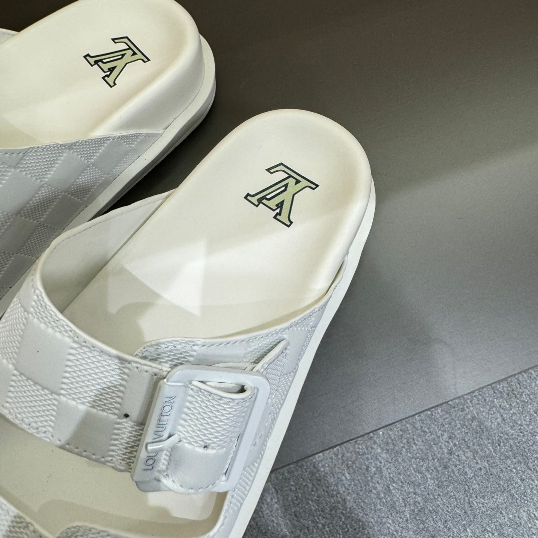 LV DAD SANDAL WHITE DAMIER CALFSKIN