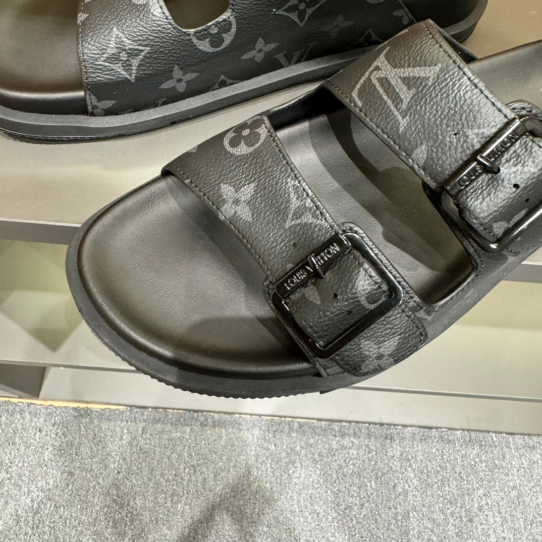 LV DAD SANDAL BLACK MONOGRAM CALFSKIN