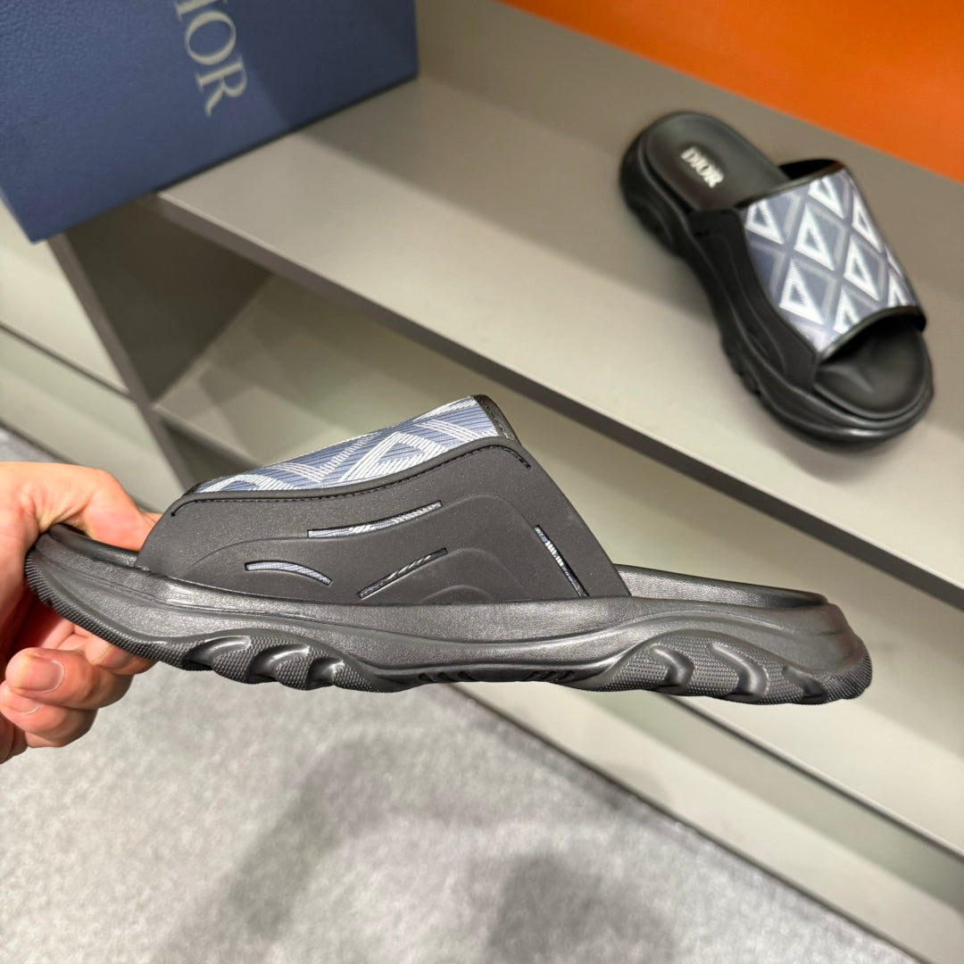 CD H-TOWN SANDAL GREY BLUE CALFSKIN
