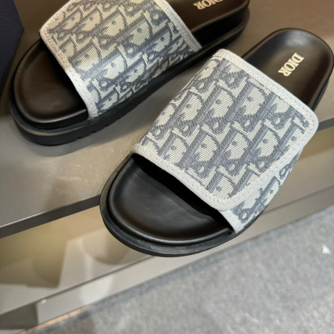 CD VELCRO STRAP SLIPPER LIGHT GRAY JACQUARD