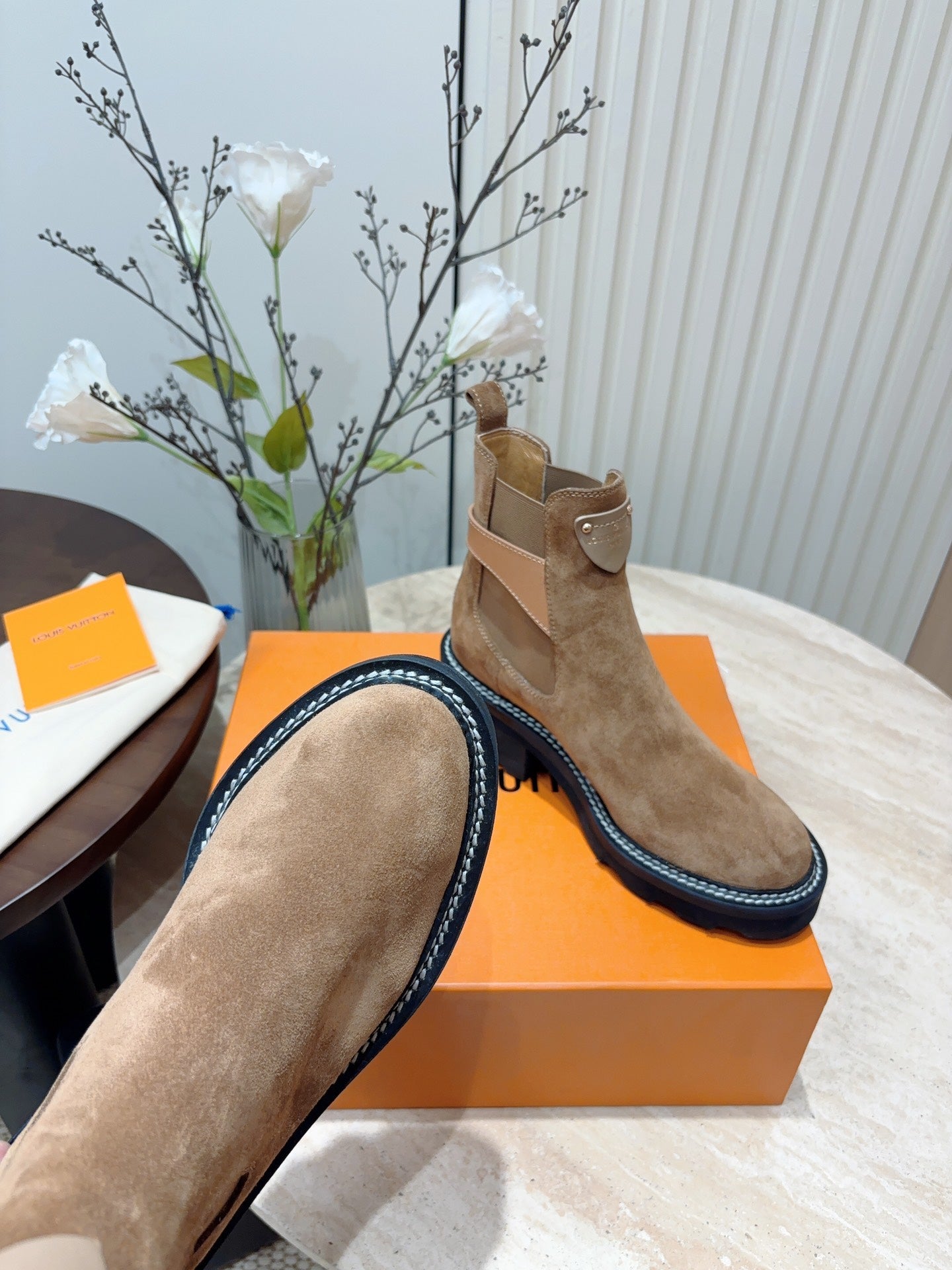 LV Beaubourg Ankle Boot Matte Brown Suede