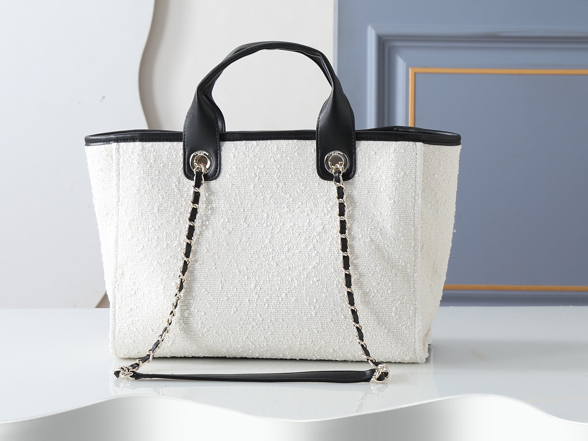 Chanel 2026 Large Deauville Shopping Tote 39cm Canvas Leather