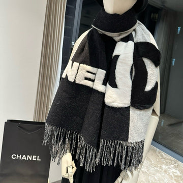 CC Scarf 200 CM In Black Mix White Fleece Wool  405155
