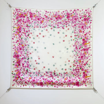 CC 25 Scarf 90CM In White Pink Colorful Cashmere 293050