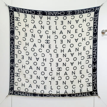 CC 25  Scarf 140CM White Black Cashmere 293085