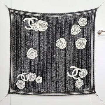 CC 25 Camellia Scarf 140CM Black Cashmere 293087