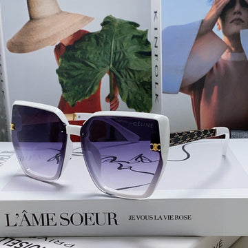 TRIOMPHE SUNGLASS 497829 IN WHITE ACETATE EMBOSSED LOGO