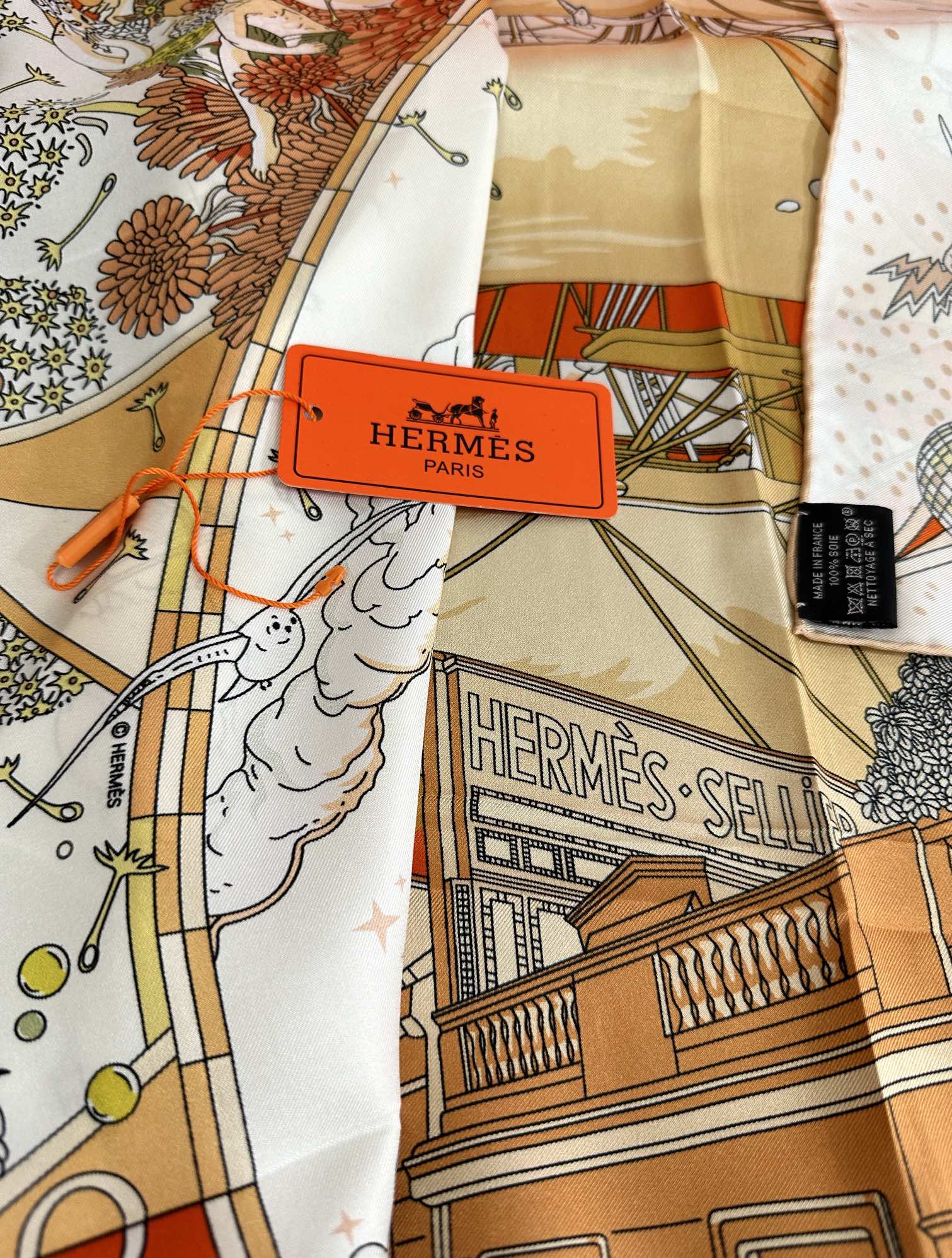 Square Scarf 90 CM White Colorful Silk